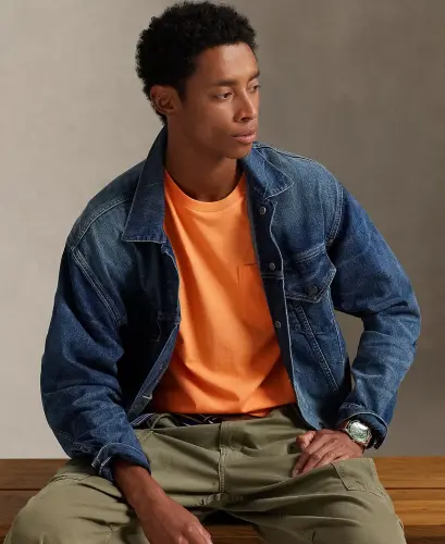 Men's Classic Fit Crew Neck Pocket T-Shirt-Pompano Orange - 4