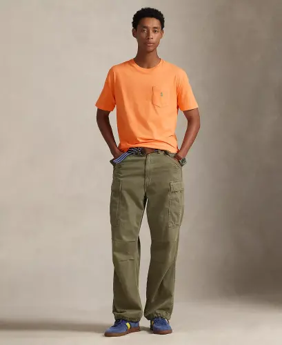 Men's Classic Fit Crew Neck Pocket T-Shirt-Pompano Orange - 5