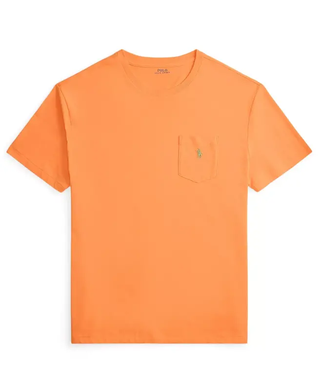 Men's Classic Fit Crew Neck Pocket T-Shirt-Pompano Orange - 6