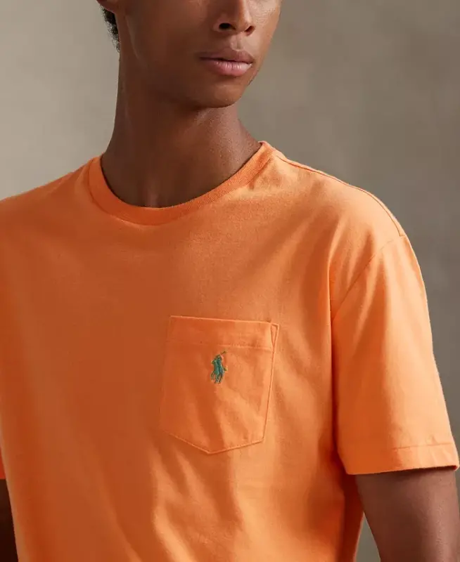 Men's Classic Fit Crew Neck Pocket T-Shirt-Pompano Orange - 3