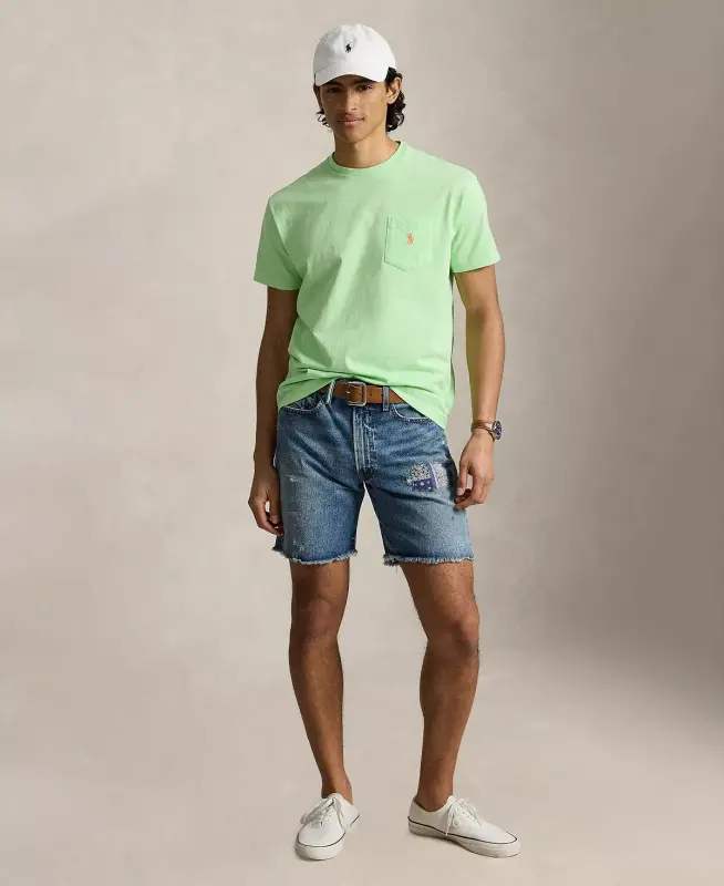 Men's Classic Fit Crew Neck Pocket T-Shirt-RL 2000 Red - 2