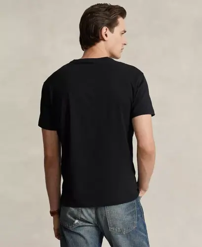 Men's Classic Fit Crew Neck Pocket T-Shirt-RL Black - 4