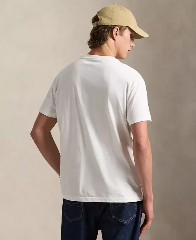 Men's Classic Fit Crew Neck Pocket T-Shirt-White - 4
