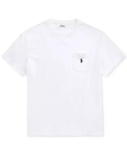 Men's Classic Fit Crew Neck Pocket T-Shirt-White - 5
