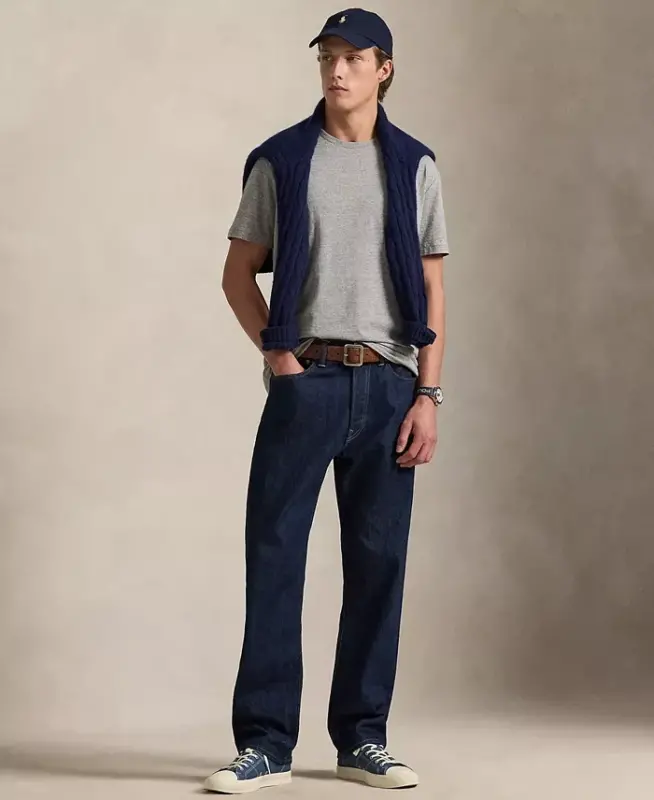 Men's Classic Fit Crew Neck T-Shirt-Dark Vintage Heather - 2