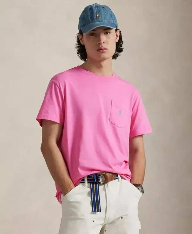 Men's Classic-Fit Crewneck Pocket T-Shirt - Baja Pink - POLO RALPH LAUREN