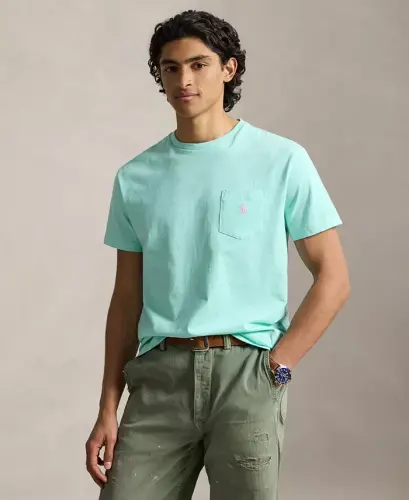 Men's Classic-Fit Crewneck Pocket T-Shirt - New Aqua 