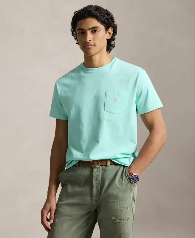 Men's Classic-Fit Crewneck Pocket T-Shirt - New Aqua - POLO RALPH LAUREN