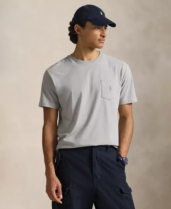 Men's Classic-Fit Crewneck Pocket T-Shirt - Soft Gray - 1