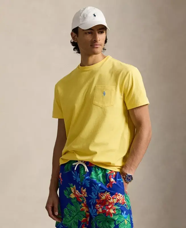 Men's Classic-Fit Crewneck Pocket T-Shirt - Sunfish Yellow - POLO RALPH LAUREN
