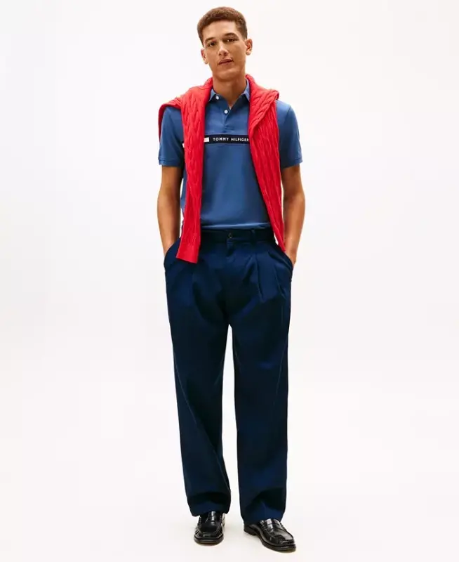 Men's Classic-Fit Embroidered Chest Insert Polo Shirt - Aegean Sea - 2