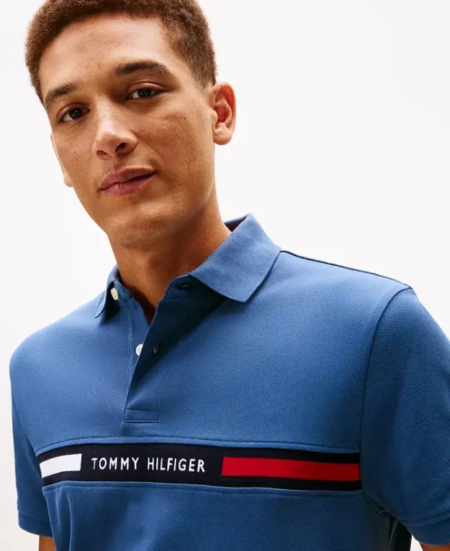 Men's Classic-Fit Embroidered Chest Insert Polo Shirt - Aegean Sea - 3