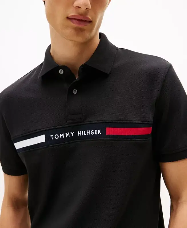 Men's Classic-Fit Embroidered Chest Insert Polo Shirt - Black - 3