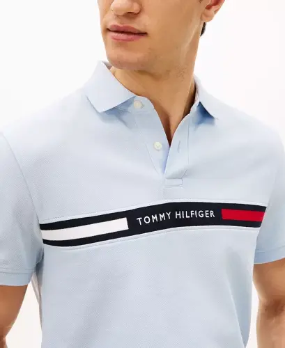 Men's Classic-Fit Embroidered Chest Insert Polo Shirt - Breezy Blue - 3