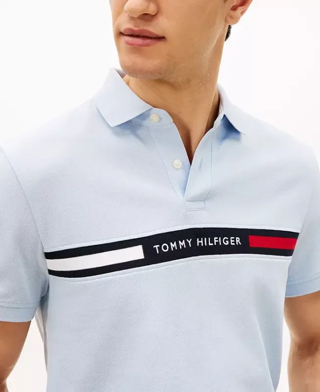 Men's Classic-Fit Embroidered Chest Insert Polo Shirt - Breezy Blue - 3