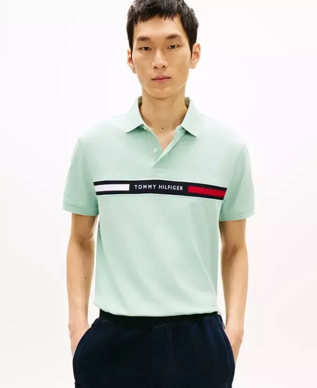 Men's Classic-Fit Embroidered Chest Insert Polo Shirt - Crushed Mint - 1
