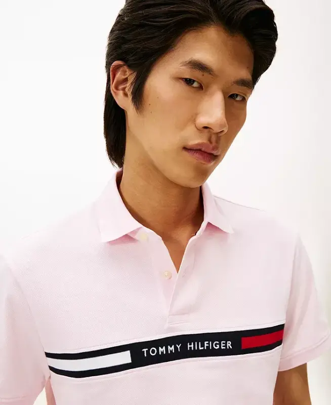 Men's Classic-Fit Embroidered Chest Insert Polo Shirt - Light Pink - 3