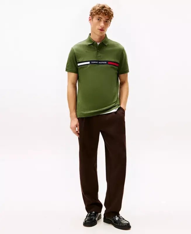 Men's Classic-Fit Embroidered Chest Insert Polo Shirt - Mountain Pine - 2