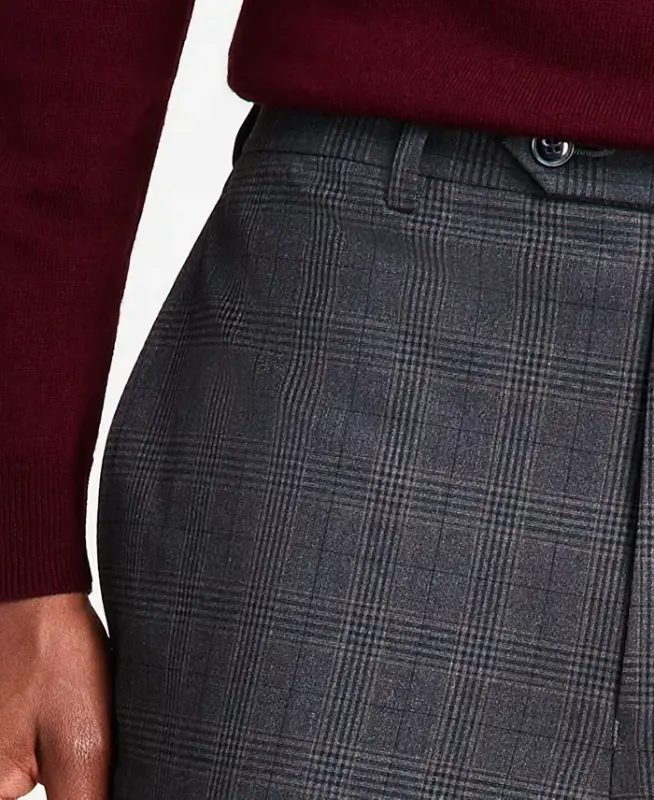 Men's Classic Fit Fall Pattern Pants-Gray - 5