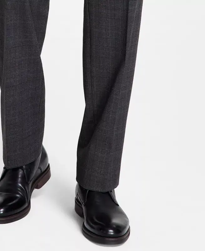 Men's Classic Fit Fall Pattern Pants-Gray - 6