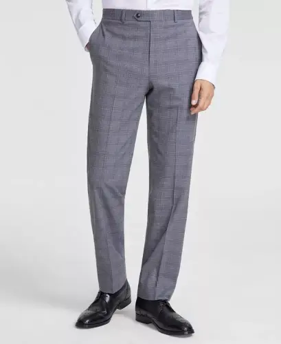 Men's Classic Fit Fall Pattern Pants - Gray Plaid - 3