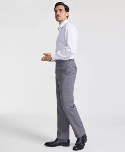 Men's Classic Fit Fall Pattern Pants - Gray Plaid - MICHAEL KORS (1)