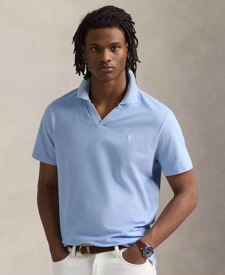 Men's Classic-Fit Featherweight Polo Shirt Sky Blue/White - 1