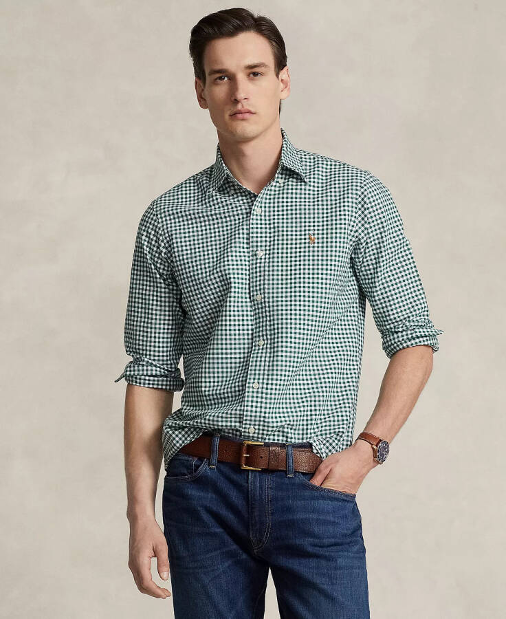 Men's Classic-Fit Gingham Oxford Shirt Pine/White - 1