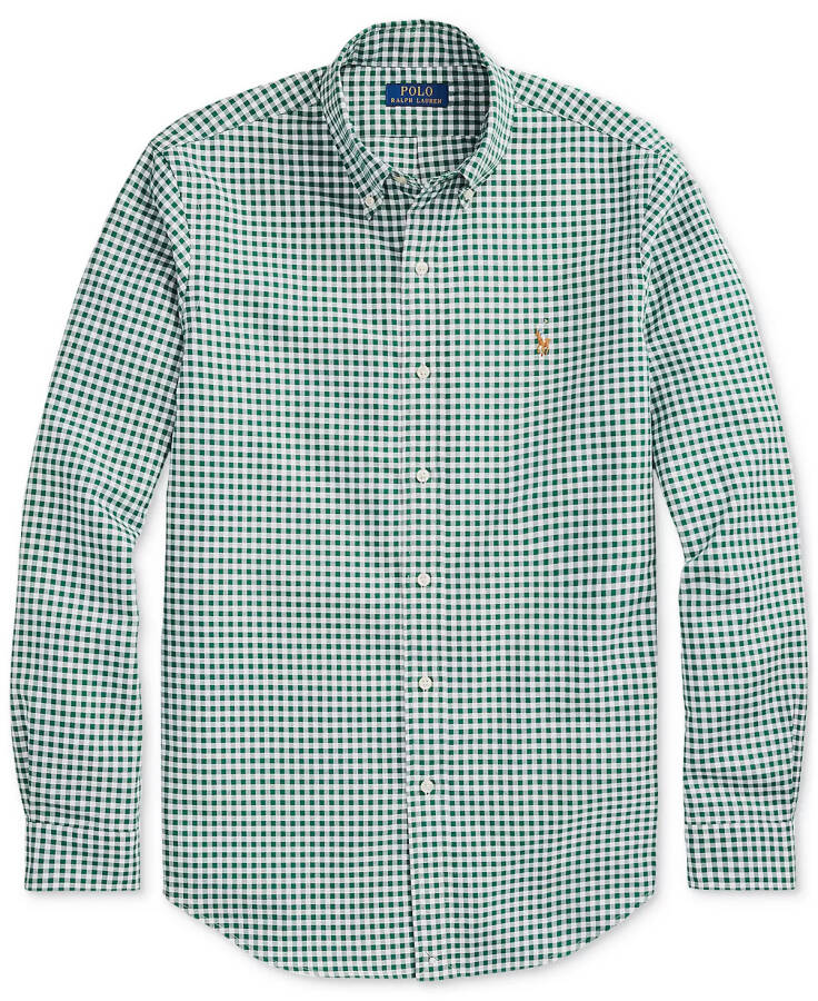 Men's Classic-Fit Gingham Oxford Shirt Pine/White - 5