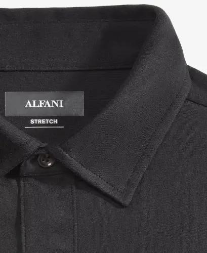 Men's Classic-Fit Heathered Jersey-Knit Button-Down Shirt, Created for Modazone -Deep Black - 5