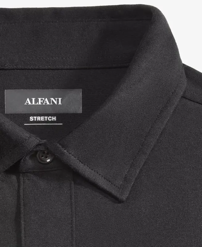 Men's Classic-Fit Heathered Jersey-Knit Button-Down Shirt, Created for Modazone -Deep Black - 5