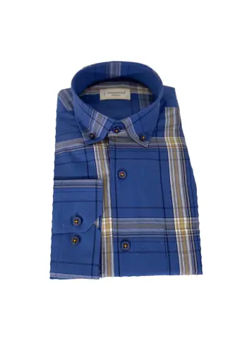 Men's Classic Fit Linen Shirt-m2 - blue - 3