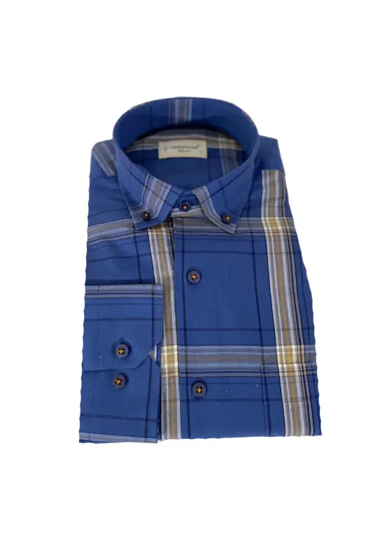 Men's Classic Fit Linen Shirt-m2 - blue - 3