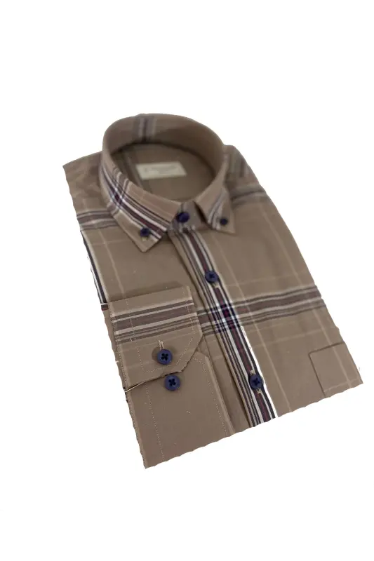 Men's Classic Fit Linen Shirt-m2 - brown - 1