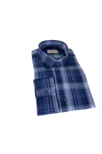 Men's Classic Fit Linen Shirt-m4-blue - 1