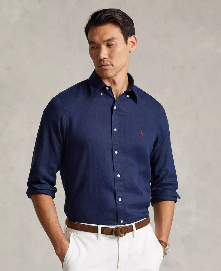 Men's Classic Fit Linen Shirt Newport Navy - 1