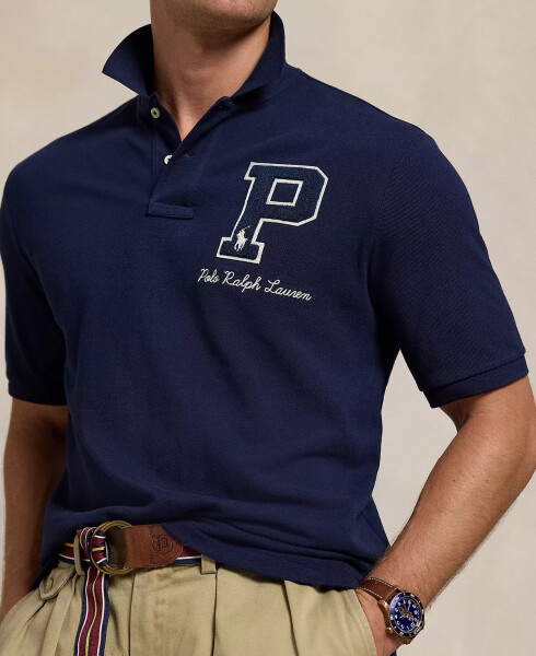 Men's Classic-Fit Logo Patch Mesh Polo Shirt Navy - 3