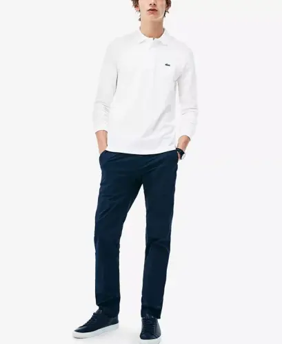 Men’s Classic Fit Long-Sleeve L.12.12 Polo Shirt-001 - White - 2