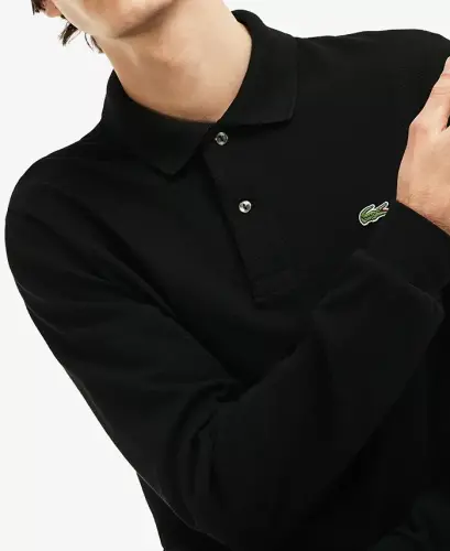 Men’s Classic Fit Long-Sleeve L.12.12 Polo Shirt-031 - Black - 3