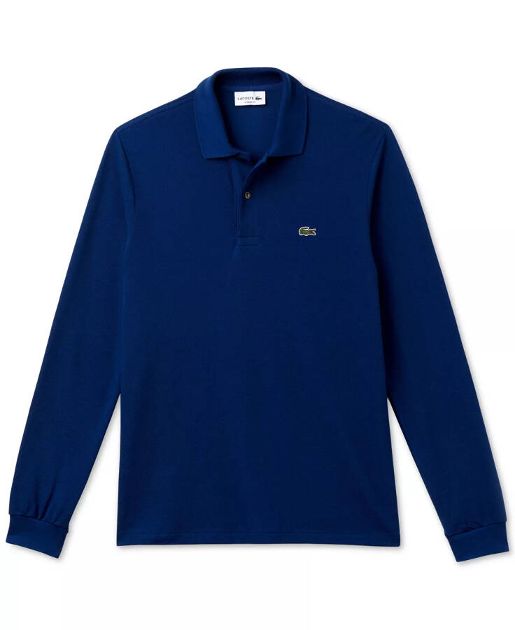 Men’s Classic Fit Long-Sleeve L.12.12 Polo Shirt Navy Blue - 7