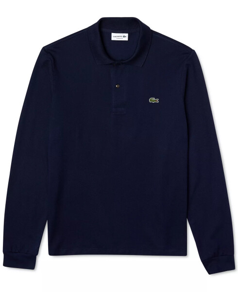 Men’s Classic Fit Long-Sleeve L.12.12 Polo Shirt Navy Blue - 3