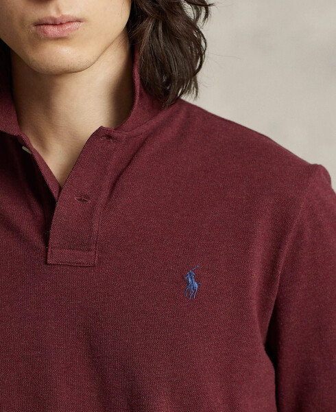 Men's Classic Fit Long Sleeve Mesh Polo Wine - 2