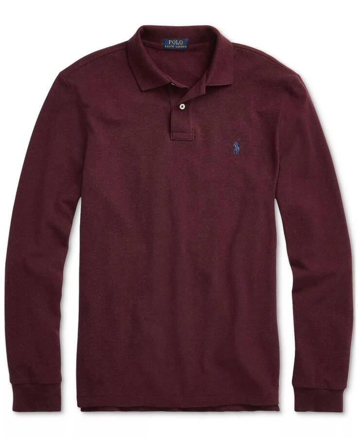 Men's Classic Fit Long Sleeve Mesh Polo Wine - 4