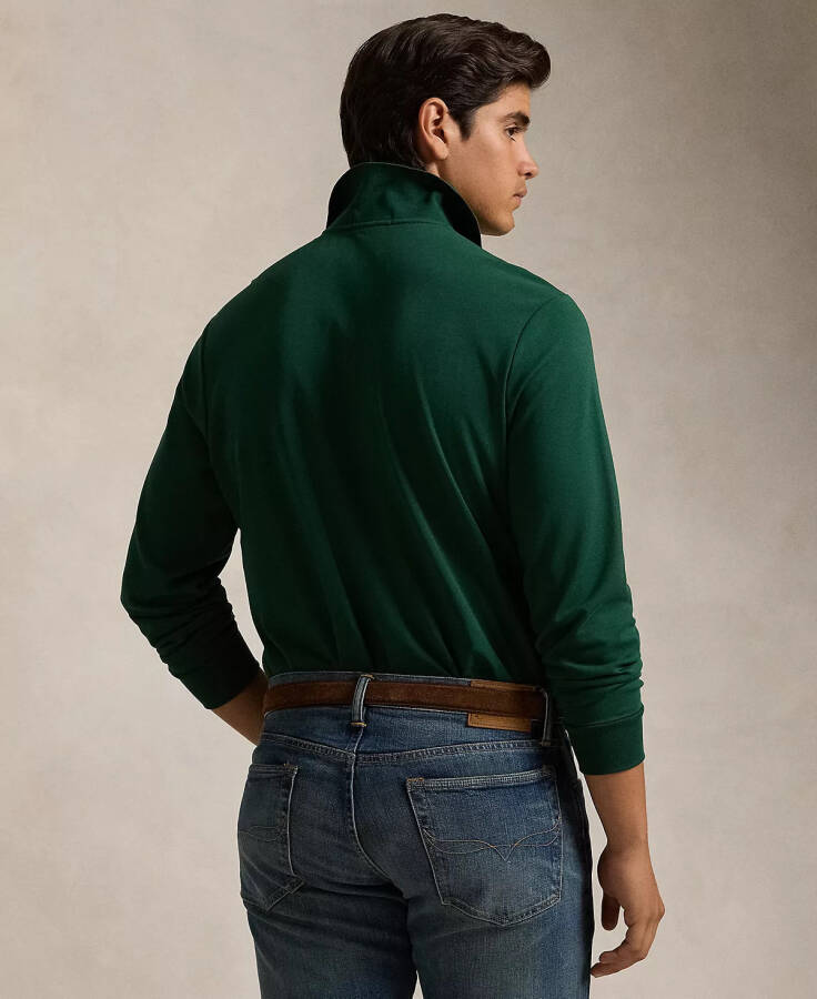 Men's Classic-Fit Long Sleeve Soft Cotton Polo Shirt Green - 7