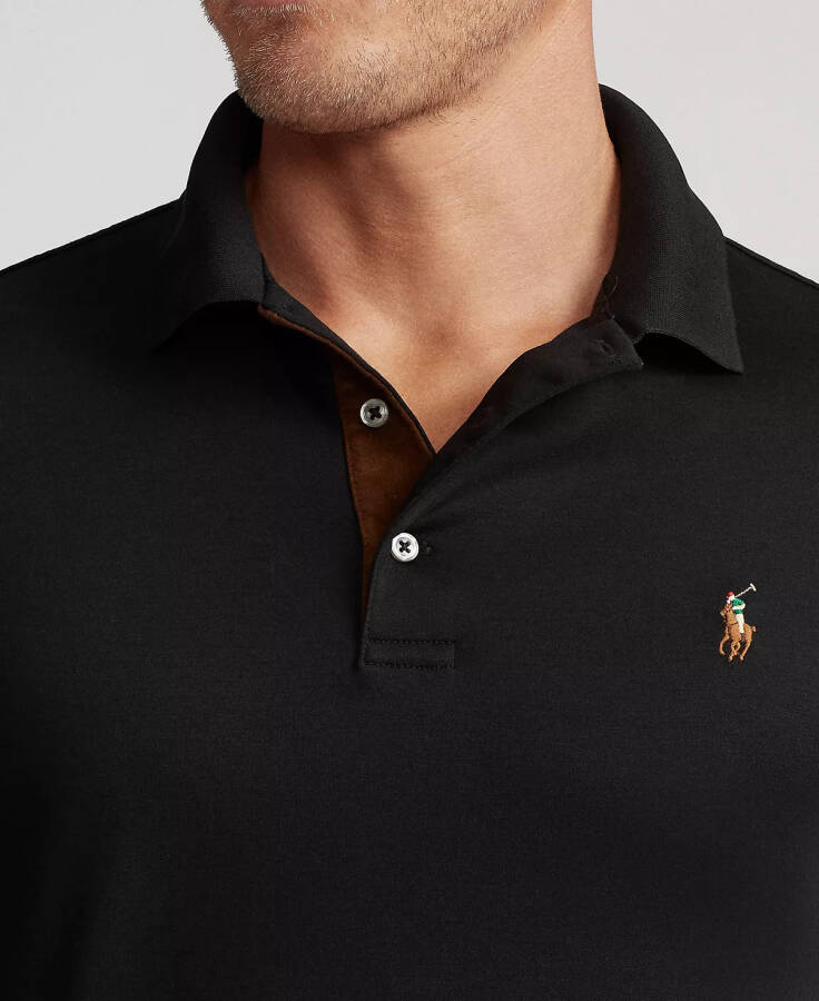 Men's Classic-Fit Long Sleeve Soft Cotton Polo Shirt Polo Black - 3