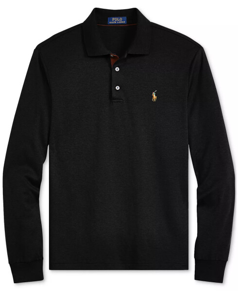 Men's Classic-Fit Long Sleeve Soft Cotton Polo Shirt Polo Black - 5