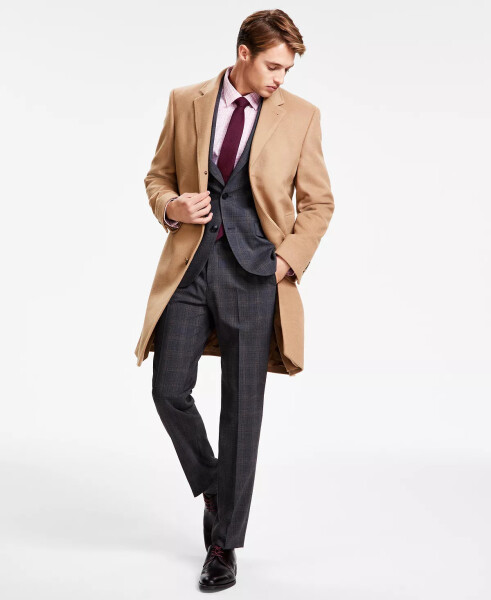 Men's Classic Fit Luxury Wool Cashmere Blend Overcoats Camel Tan - 1