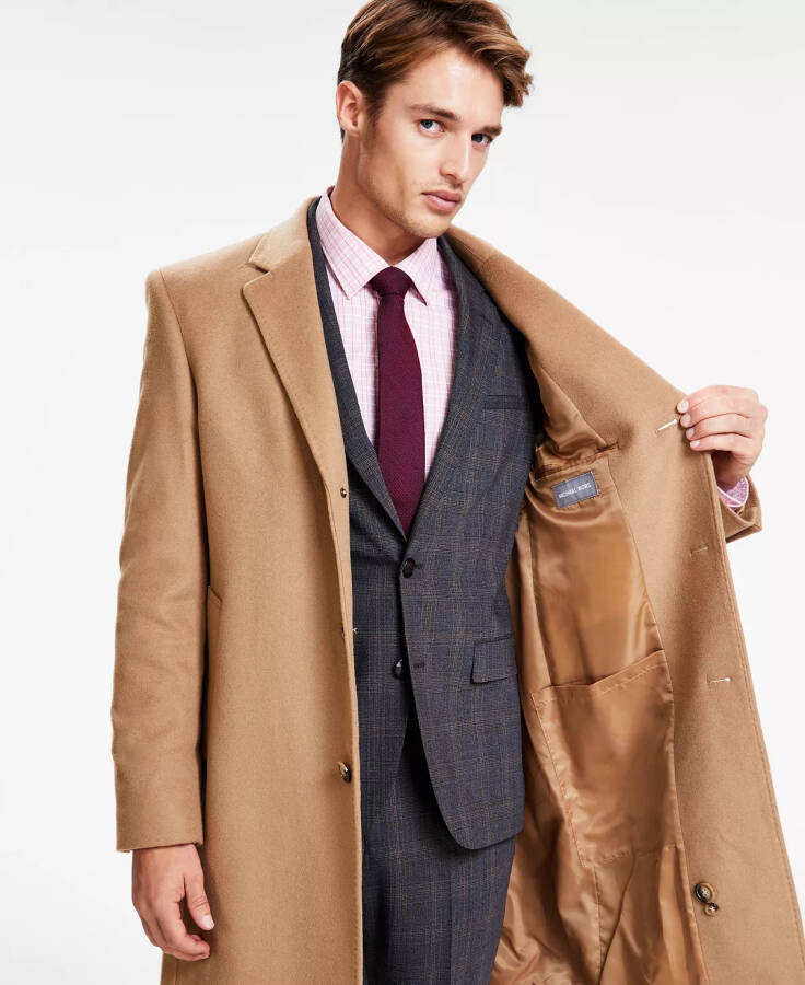 Men's Classic Fit Luxury Wool Cashmere Blend Overcoats Camel Tan - 3