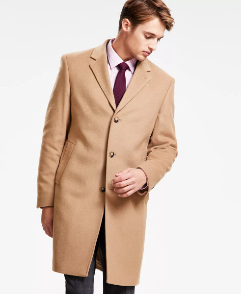 Men's Classic Fit Luxury Wool Cashmere Blend Overcoats Camel Tan - 4