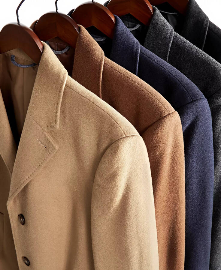 Men's Classic Fit Luxury Wool Cashmere Blend Overcoats Camel Tan - 5